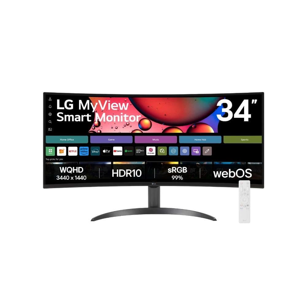 Monitor LG MyView Smart 34SR60QC-B Tela curva 34" QuadHD 2K 21:9, WebOS, Air Play, Screen Share, Bluetooth, ThinQ Home