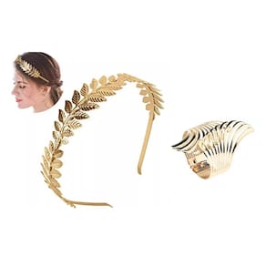 Kit Arco Tiara Coroa Deusa Grega C/ 1 Bracelete