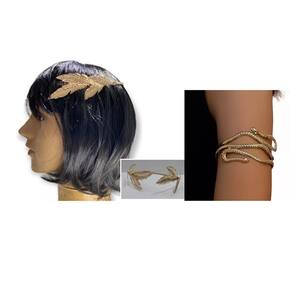 Kit Coroa Deusa Grega Folhas De Louro C/ 1 Bracelete