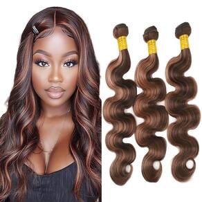 Pacotes de cabelo Dokksiiia P4/30 Highlight Brown Body Wave