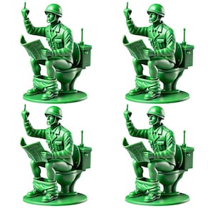 Figuras de ação evqosiv Funny Green Army Man, 4 peças de resina