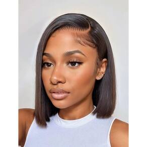 Peruca Ashart Bob Straight 25cm Cabelo humano 180% densidade preta