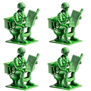 Figuras de ação evqosiv Funny Green Army Man, 4 peças de resina 7,62 cm