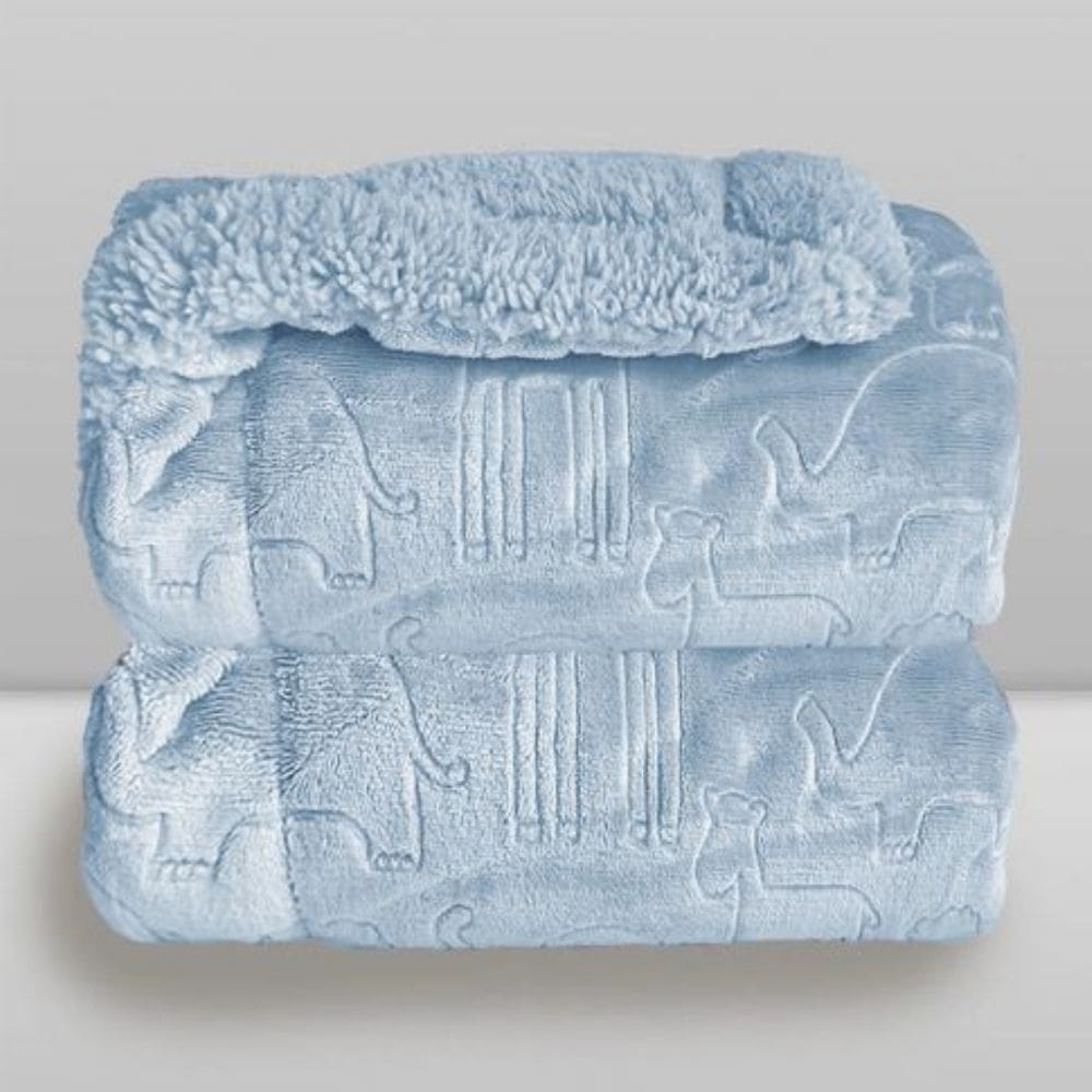 Cobertor Plush com Sherpa Ferrete Azul Bebê - Laço Bebê
