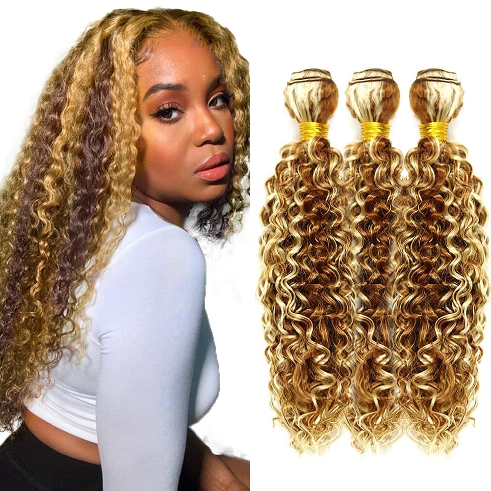 Pacotes de cabelo CnumGunm Blonde Curly 613 35 cm 3x35 cm Castanho #30