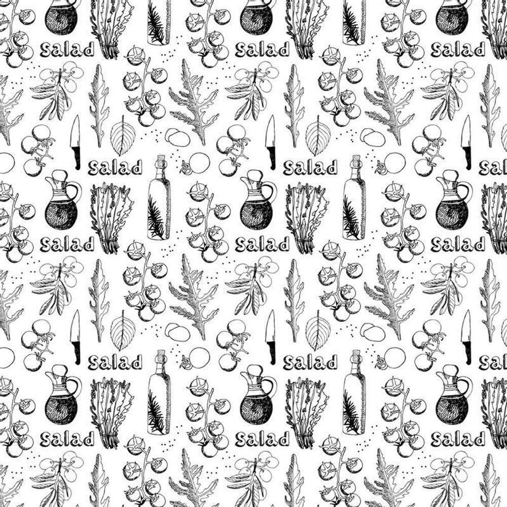 Papel De Parede Salada Branco E Preto Autocolante Cozinha
