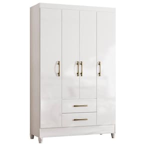 Guarda Roupa Solteiro Paraty 4 Portas Branco Brilho - Moval