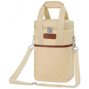 Bolsa Térmica Para Transporte de Vinhos OPUX até 4 Garrafas, Bege