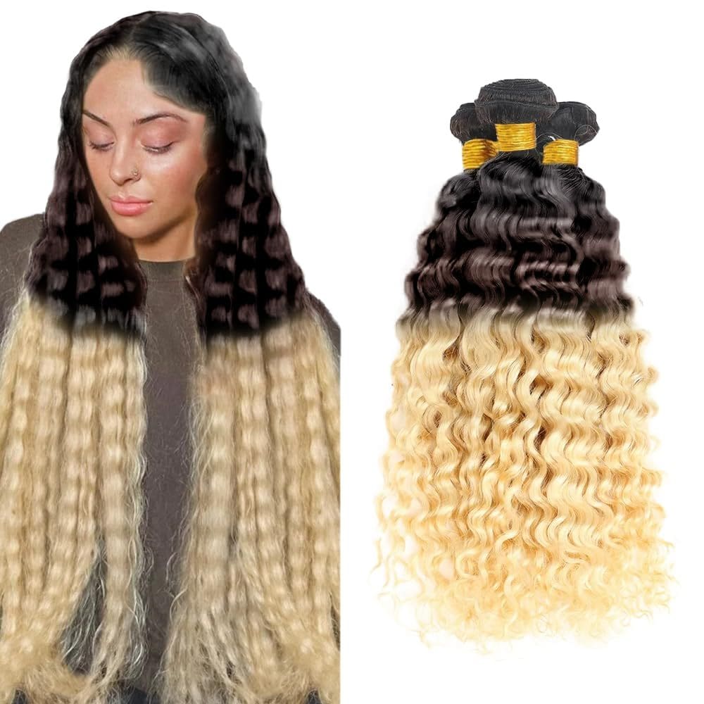 Pacotes de cabelo CnumGunm T1B/4/613 Deep Wave Brown Blonde 300g