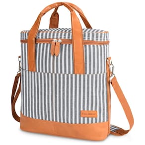 Bolsa Térmica Para Transporte de Vinhos Tirrinia até 3 Garrafas, Branco e Listras Pretas