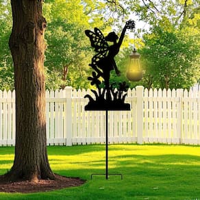 Garden Stakes Outdoor Decor Metal Angel com lanterna solar