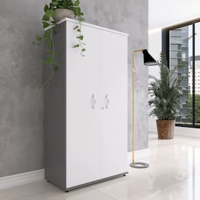 Armário Alto 2 Portas 159,6x79,2x41 Cm Pivotante Grafito/Branco