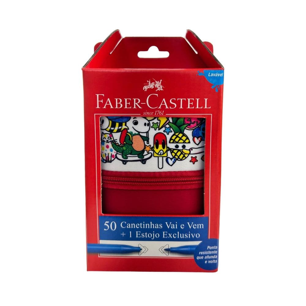 Canetinha Vai E Vem 50 Cores Com Estojo Exclusivo Faber Castell
