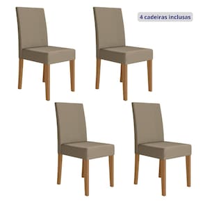 Conjunto 4 Cadeiras Estofadas 96cm X 44cm Carvalho/Bege