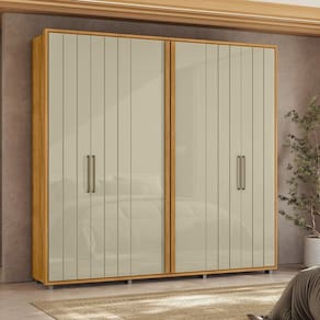 Guarda-roupa Mdf 6 Portas 240x250x56 Cm Miró Cumaru/opala