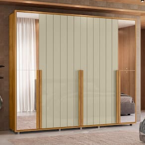 Guarda-roupa Mdf 2 Portas com Espelhos Volpi Cumaru/opala