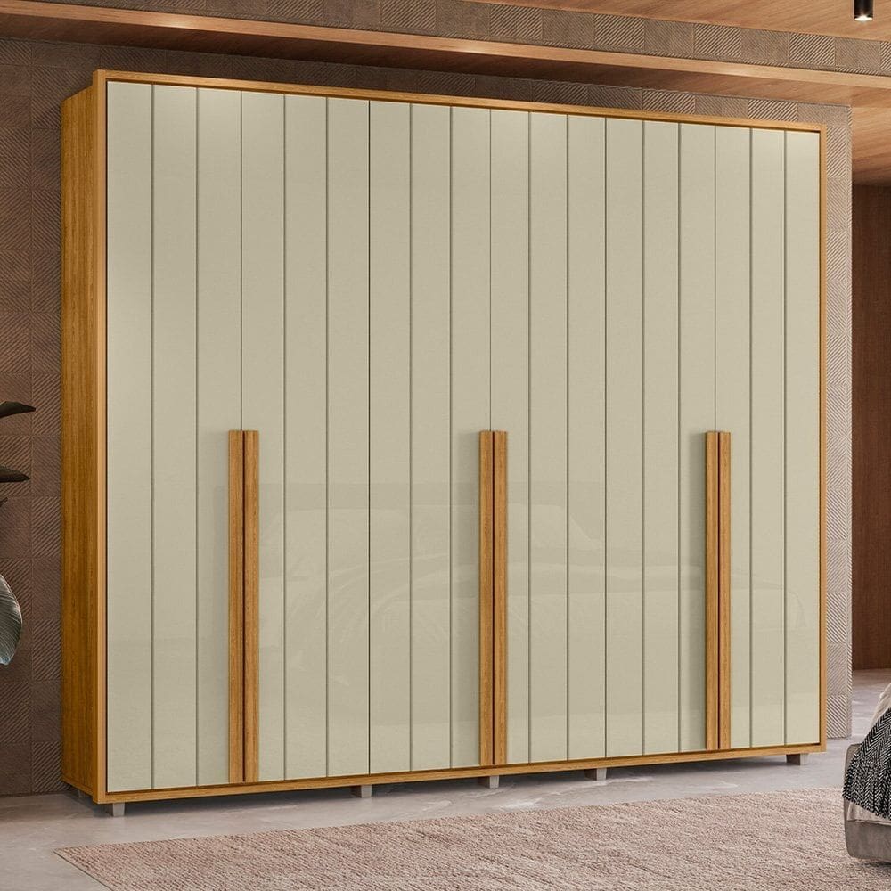 Guarda-roupa Casal Mdf 6 Portas Volpi Cumaru/opala