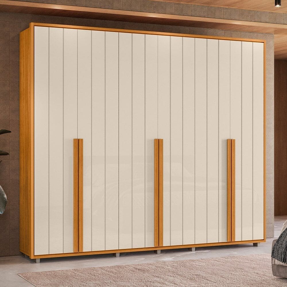 Guarda-roupa Casal Mdf 6 Portas Volpi Cinamomo/Off White
