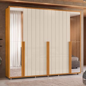 Guarda-roupa Mdf 02 Portas com Espelhos Volpi Cinamomo/Off White