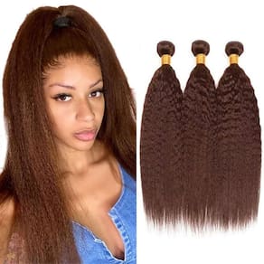 #4 Pacotes de cabelo humano liso Chocolate Brown Yaki 50g/pacote