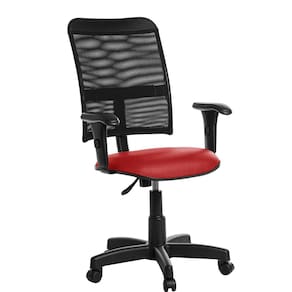 Cadeira Escritorio Encosto Em Tela Braço Courissimo Vermelho