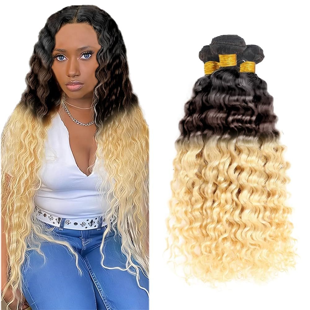 Pacotes de cabelo CnumGunm T1B/4/613 Ombre Blonde Kinky Curly 3x45cm