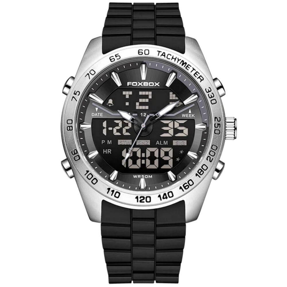 Relógio Quartzo Espotivo Com Cronógrafo á Prova D`água 5atm Prata