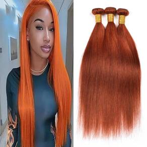 Pacotes de cabelo QEUOPE Color 350 Straight Orange 22 24 26 polegadas
