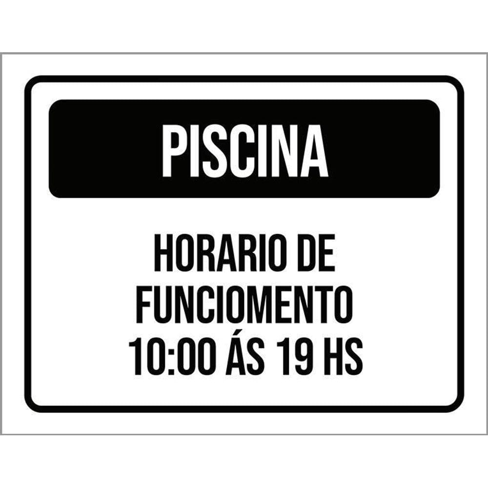 Placa Preta Piscina Horario Funcionamento 10 Às 19 27X35