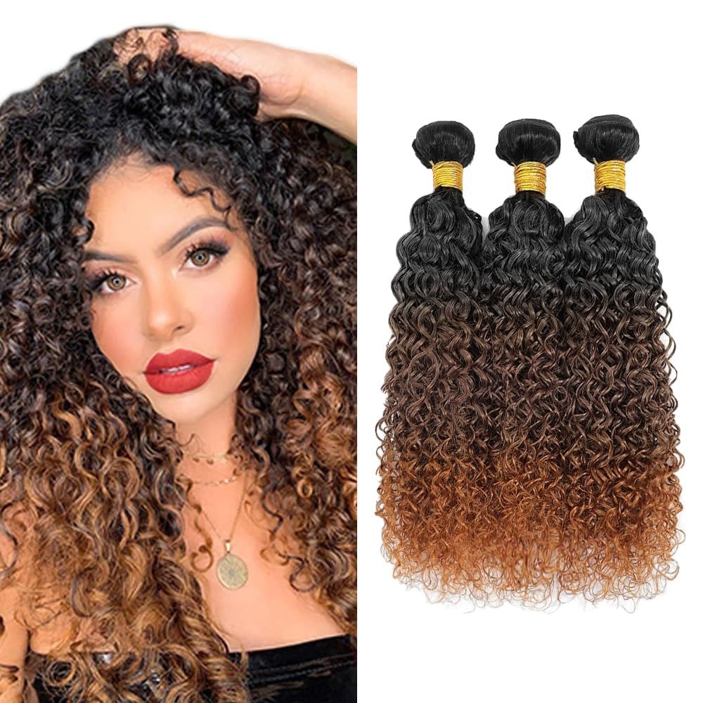Pacotes de cabelo CnumGunm Brown Kinky Curly 3 pacotes 56-66cm