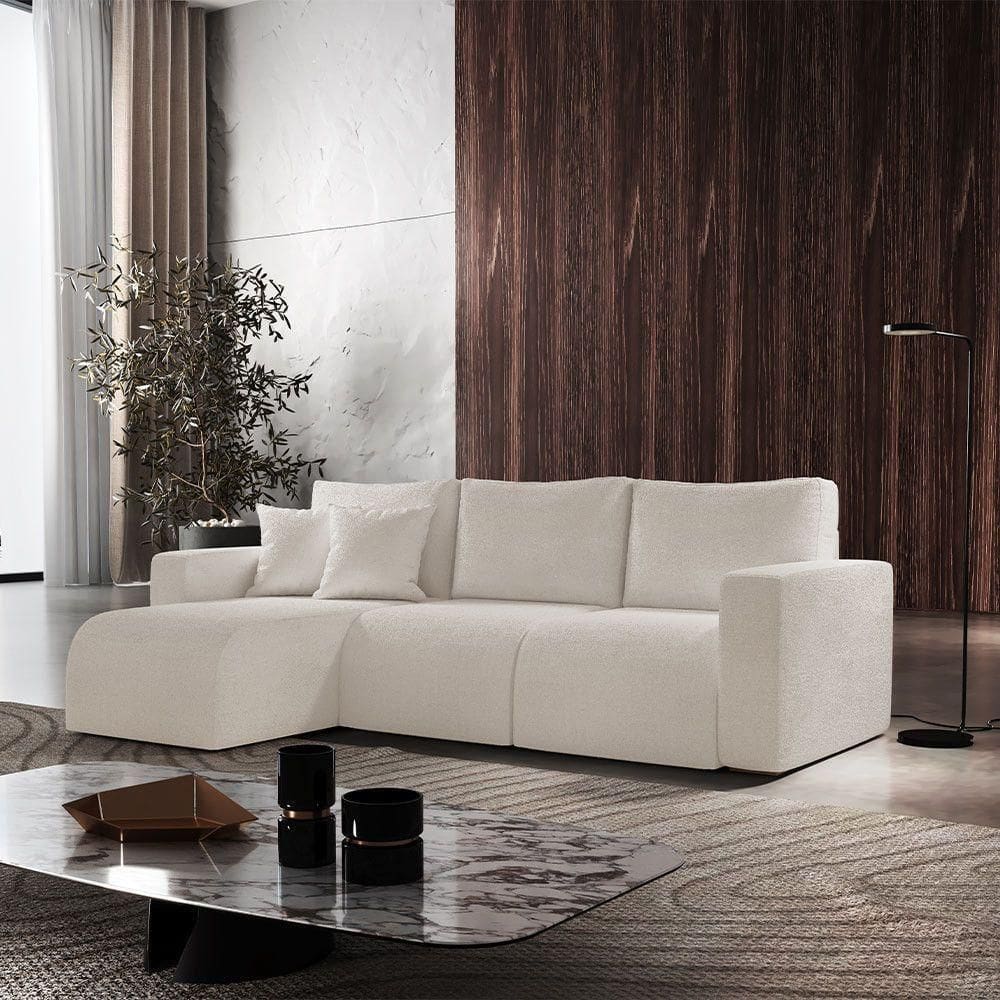 Sofá Living 90cm + 90cm Mais Chaise Esquerdo Meu Sofá Online A302 Linho Branco