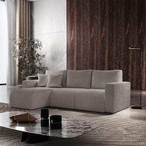 Sofá Living 70cm + 70cm Com Chaise Esquerdo Meu Sofá Online A230 Linho Cinza