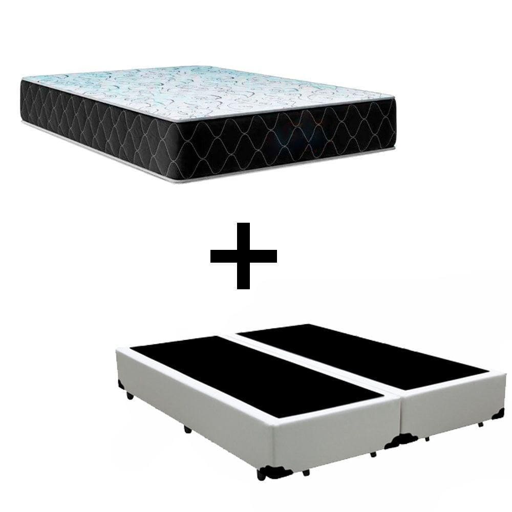 Cama Queen 158 Tecido Sintético Branco Com Colchão Marrocos - Poliéster - Espuma D33 30cm