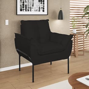 Poltrona Opala Reforçada Base Metal Preto Recepção Preto