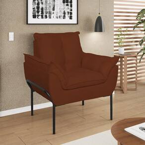 Poltrona Opala Reforçada Base Metal Preto Recepção Terracota