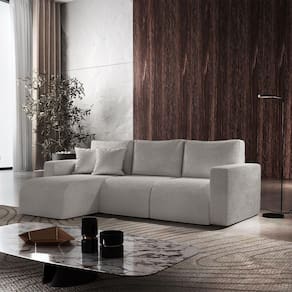 Sofá Living 70cm + 70cm Com Chaise Esquerdo Meu Sofá Online B026 Veludo Prata