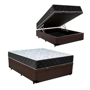 Cama Baú Casal Sintético Marrom Colchão Espuma D33 Marrocos 30cm