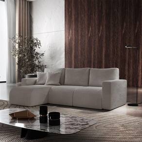 Sofá Living 90cm + 90cm Mais Chaise Esquerdo Meu Sofá Online A230 Linho Cinza