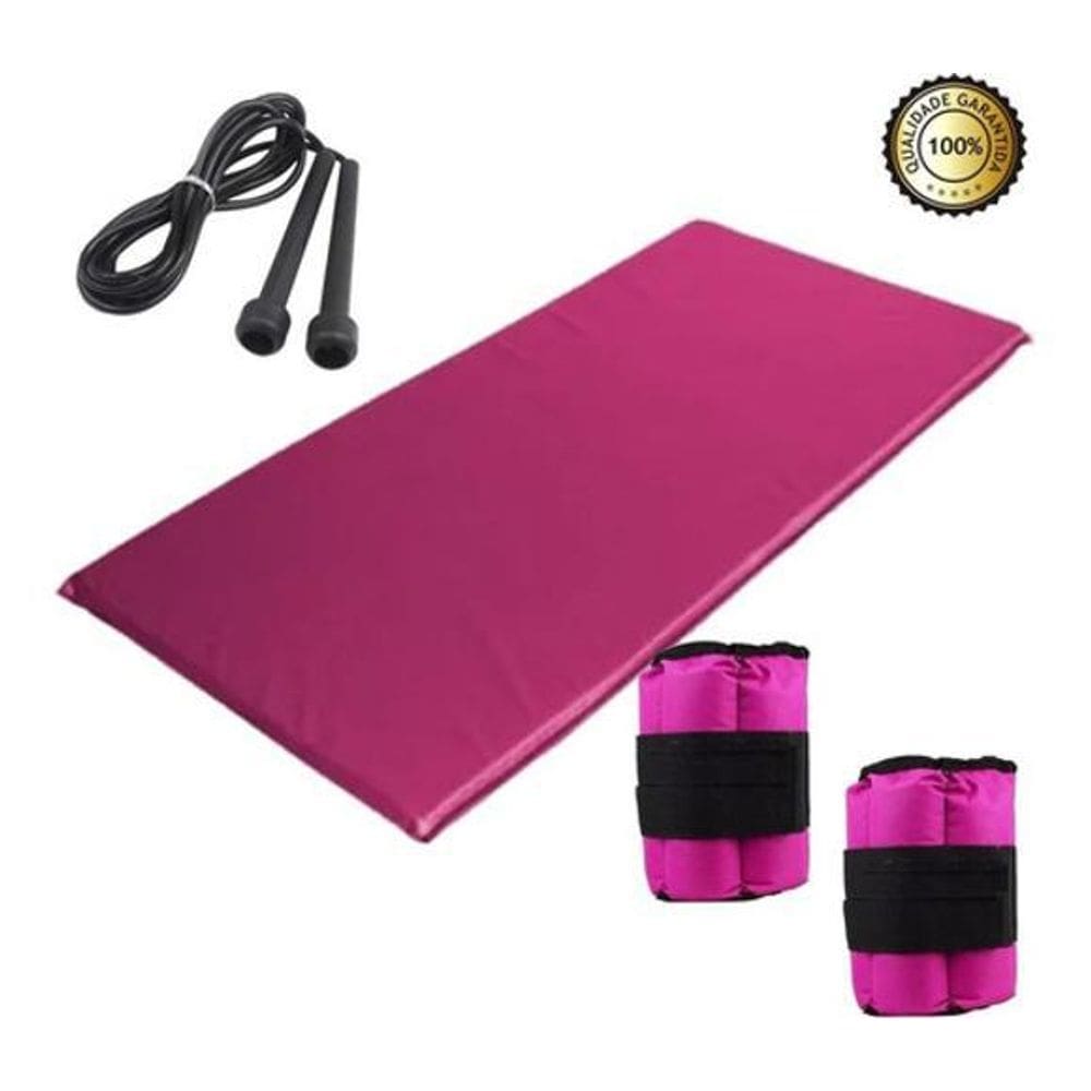 Kit Colchonete De Academia + Corda De Pular + Caneleira 3Kg