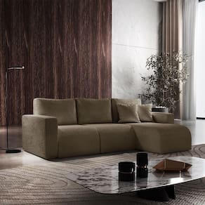 Sofá Living 70cm + 70cm Com Chaise Direito Meu Sofá Online B016 Veludo Marrom
