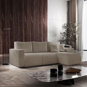 Sofá Living 90cm + 90cm Com Chaise Direito Meu Sofá Online B002 Veludo Capuccino