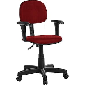 Cadeira De Escritório Secretaria Com Braço Vermelho Rcp