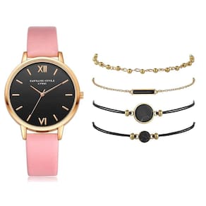 Kit Relógio Feminino Rosê Com Pulseiras