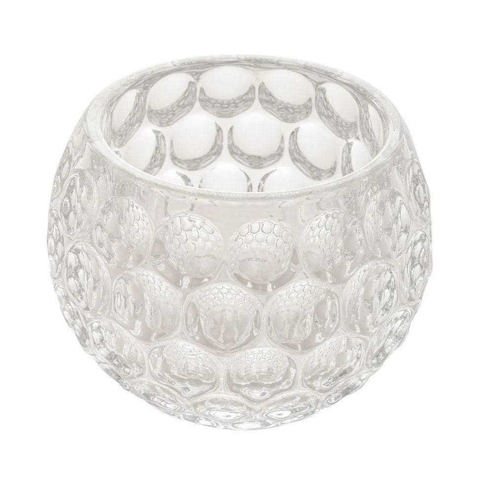 Porta Vela De Cristal Bolhas 11x9cm