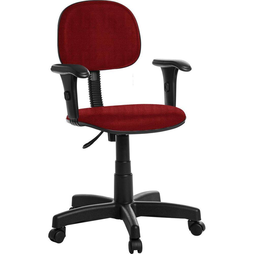 Cadeira De Escritório Secretaria Com Braço Vermelho Rcp