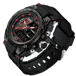 Relógio Masculino Militar Esportivo Digital à Prova D `água 6137 Preto Vermelho
