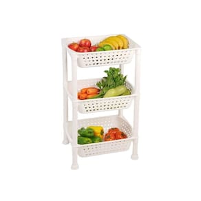 Fruteira Plástica Com 3 Bandejas Branca Log Ordene