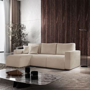 Sofá Living 90cm + 90cm Mais Chaise Esquerdo Meu Sofá Online A294 Linho Creme