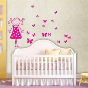 Adesivo De Parede Quarto De Menina Bonequinha Borboletas
