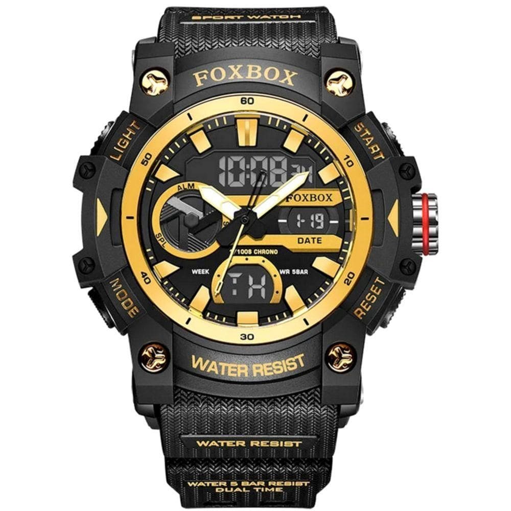 Relógio Esportivo Digital Pulseira De Silicone A Prova D´agua Preto Dourado